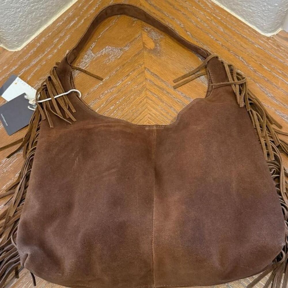 *SOLD* NWT Haute Hippie Tan Fringe Suede Hobo - Picture 4 of 8